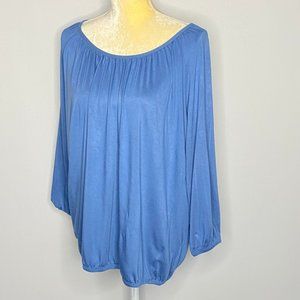 Michael Kors Top Blouse Blue 3/4 Sleeves SZ M NWT